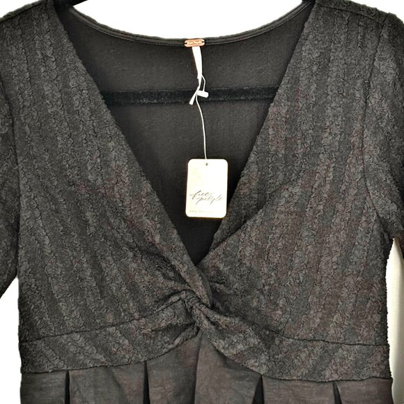 Free People Vida Mini Dress Womens Size M Fit & Flare Long Sleeve Black NWT - Picture 5 of 11